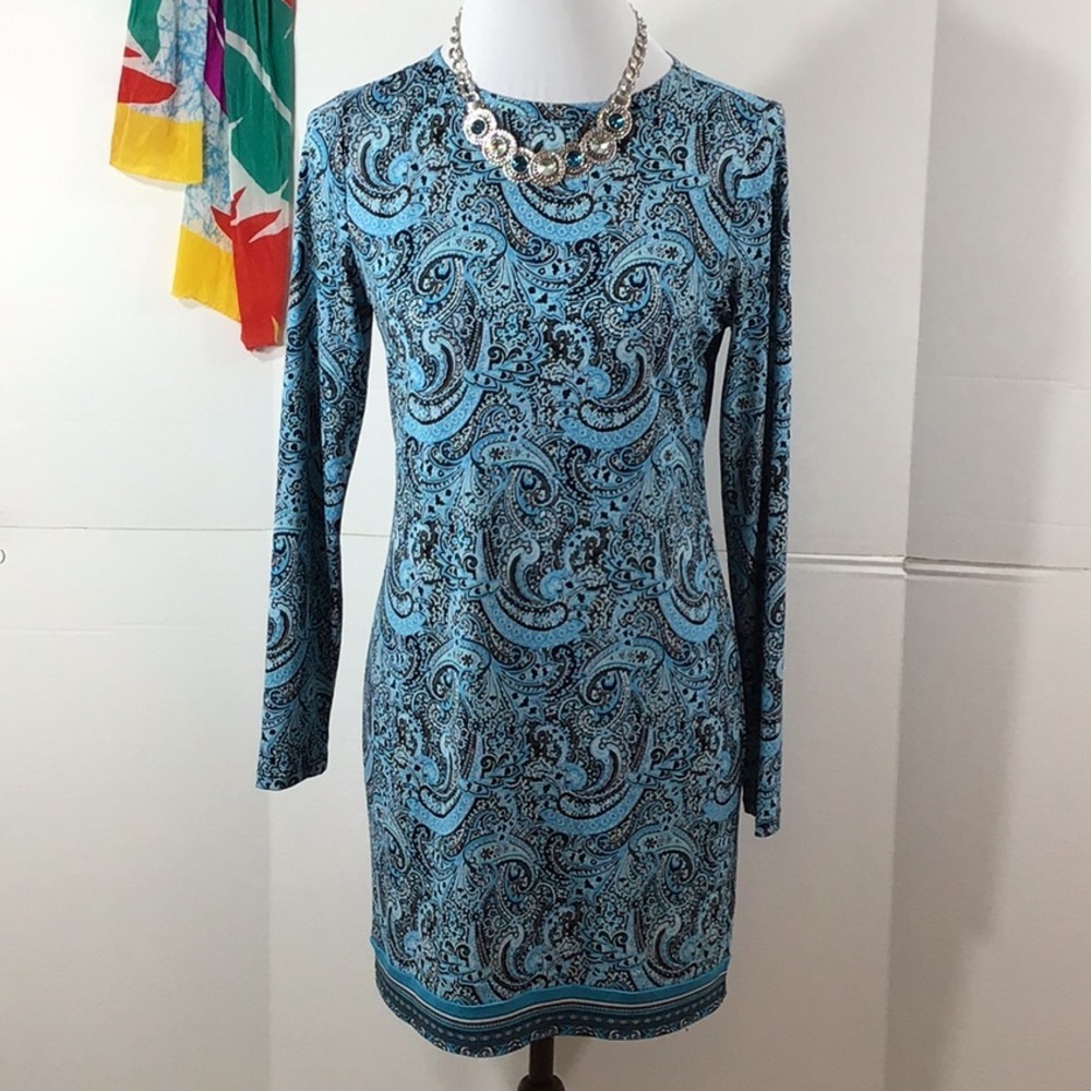 Michael Kors blue paisley shift dress S